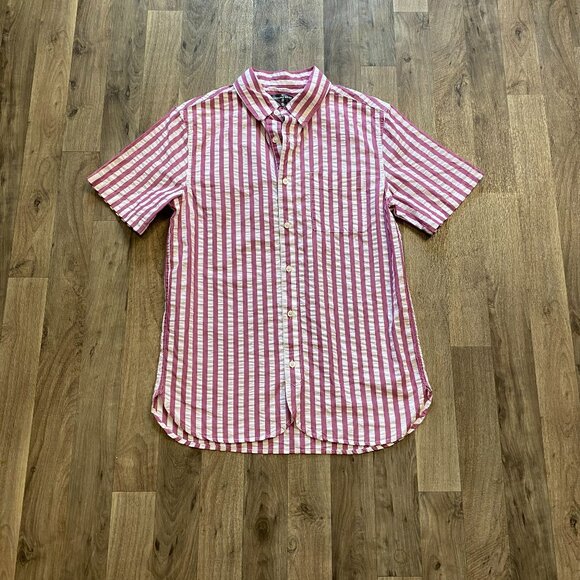 Houston White Striped Button Down Shirt Men's Small 100% Cotton - Picture 1 of 5